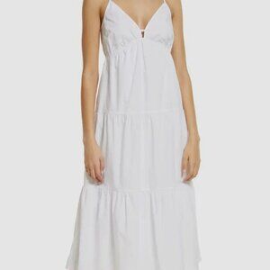 Rails Women's White Tiered V-Neck Sleeveless Avril Sundress Dress Size: Medium